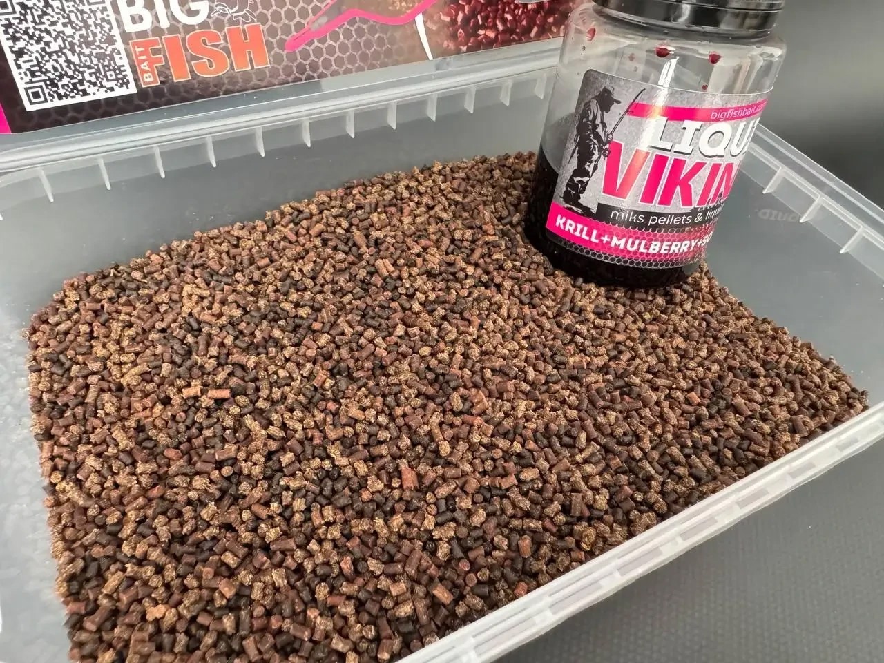 Метод мікс + ліквід Big fish VIKING krill, mulberry, squid криль, шовковиця, кальмар 400 гр