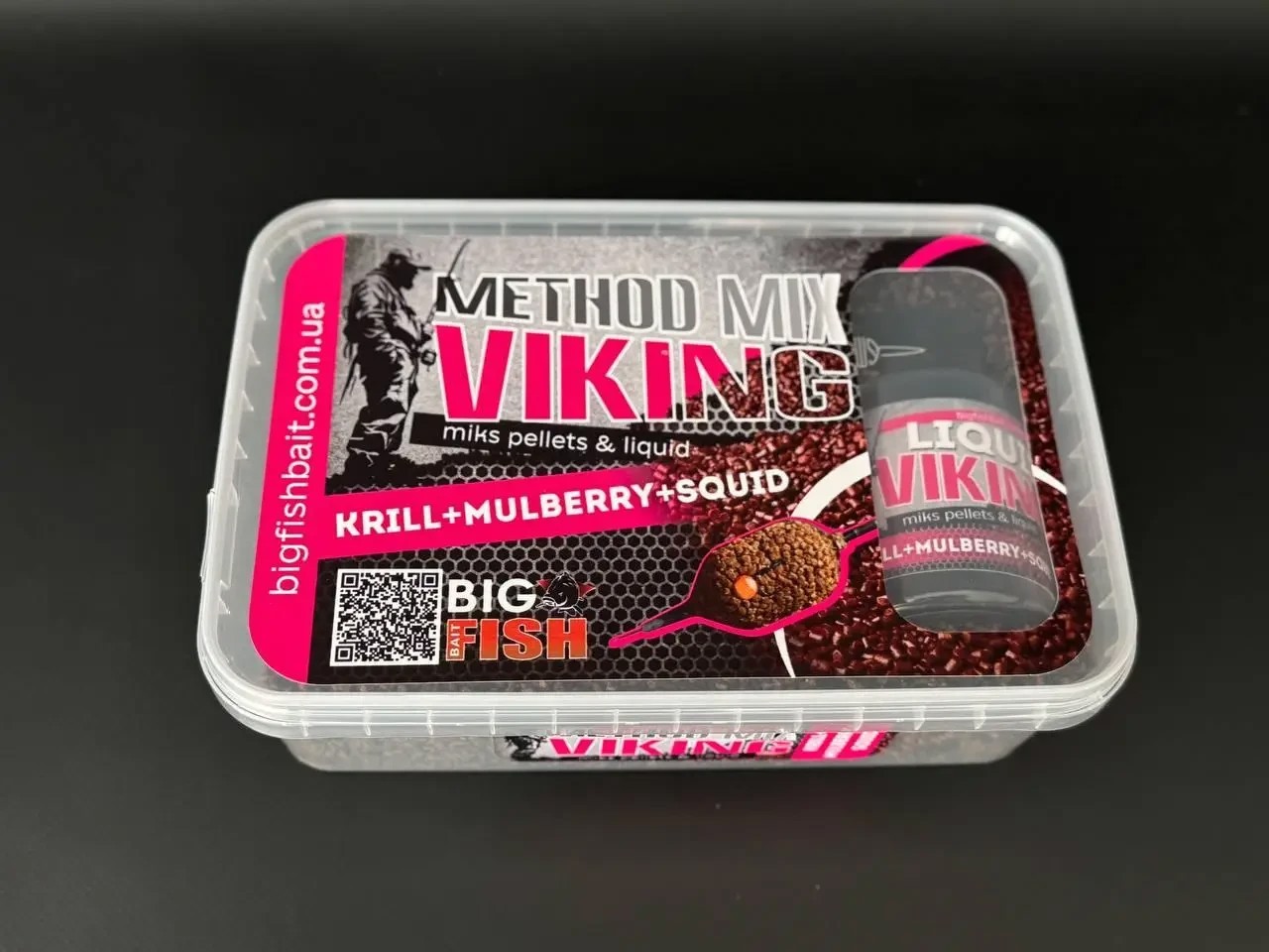 Метод мікс + ліквід Big fish VIKING krill, mulberry, squid криль, шовковиця, кальмар 400 гр