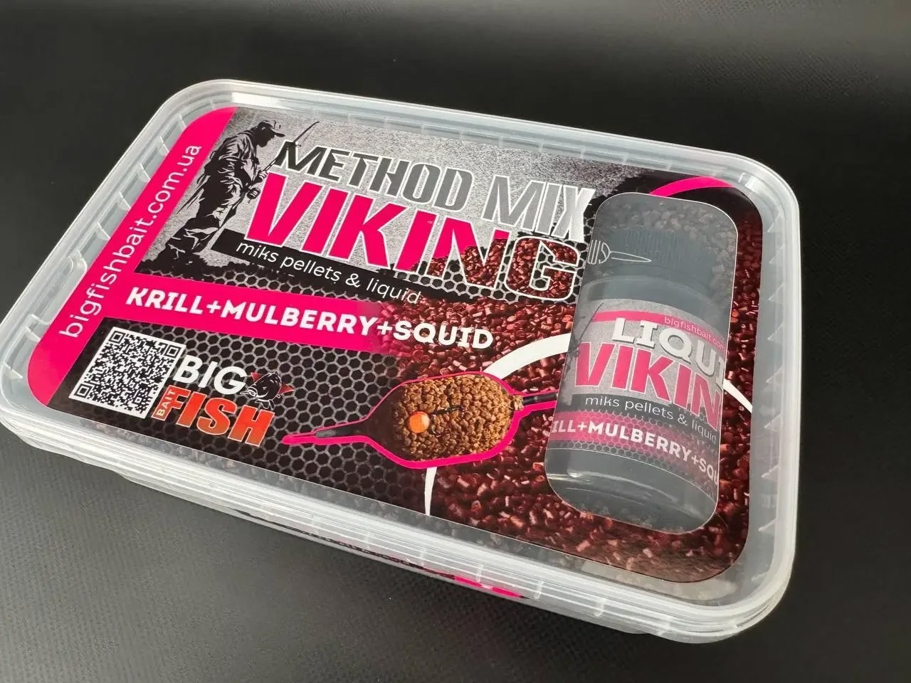 Метод мікс + ліквід Big fish VIKING krill, mulberry, squid криль, шовковиця, кальмар 400 гр