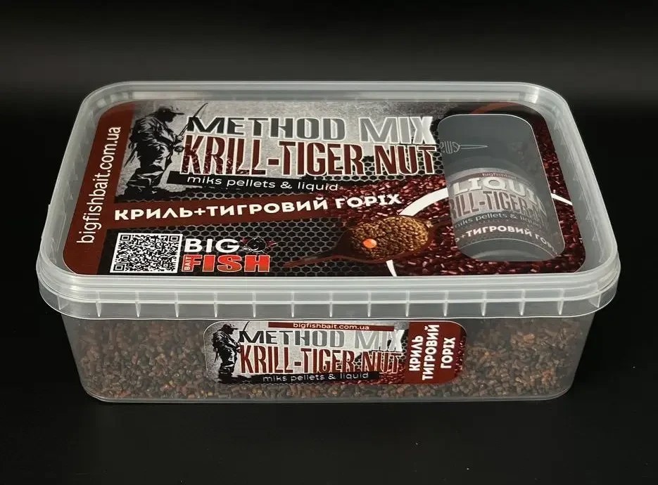 Метод мікс + ліквід Big fish Krill Tiger Nut криль тигровий горіх 400 гр