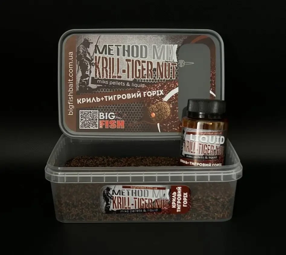 Метод мікс + ліквід Big fish Krill Tiger Nut криль тигровий горіх 400 гр