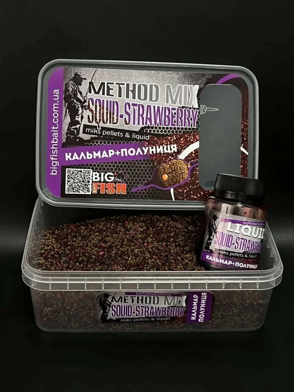 Метод мікс + ліквід Big fish Squid Strawberry кальмар полуниця 400 гр
