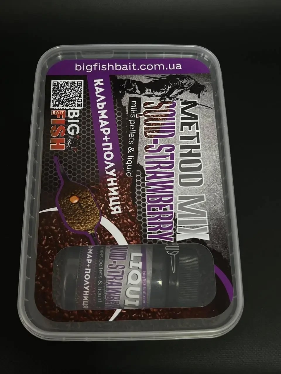 Метод мікс + ліквід Big fish Squid Strawberry кальмар полуниця 400 гр