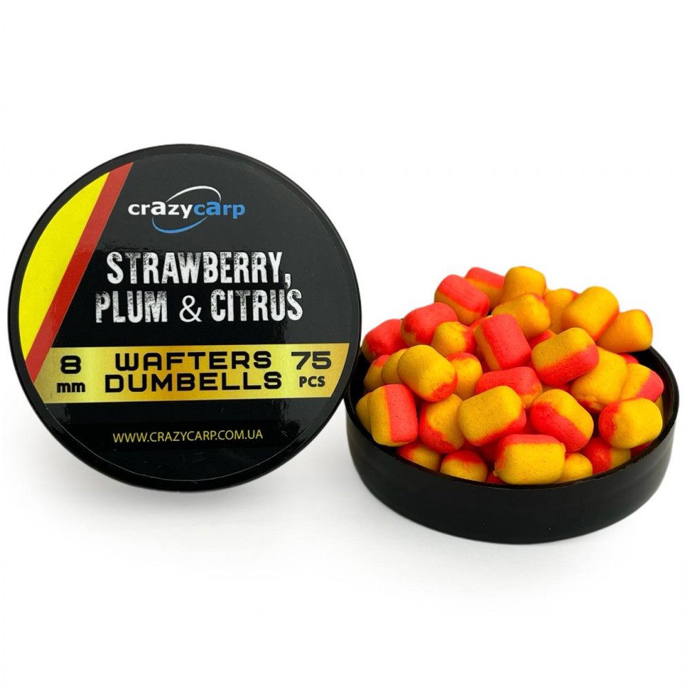 Бойли Crazy Carp Wafters Dumbells Strawberry Plum & Citrus (полуниця слива та цитрус) 8х10 mm