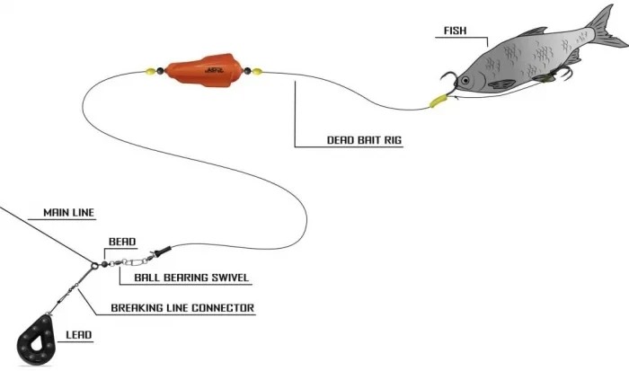Готове оснащення сомове Black Cat Dead Bait Rig 2.00m 1.20mm Size 8-0 4-0