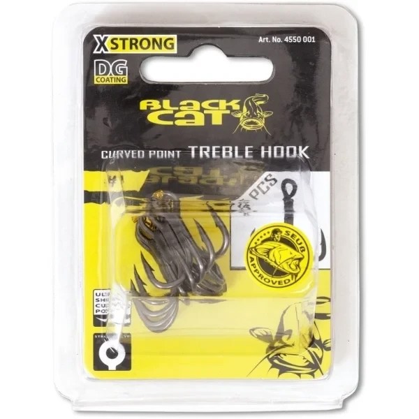 Гачки на сома Black Cat Curved Point Treble Hook DG 4/0