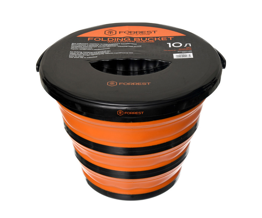 Відро силіконове Forrest Folding Bucket Orange with cover 10л