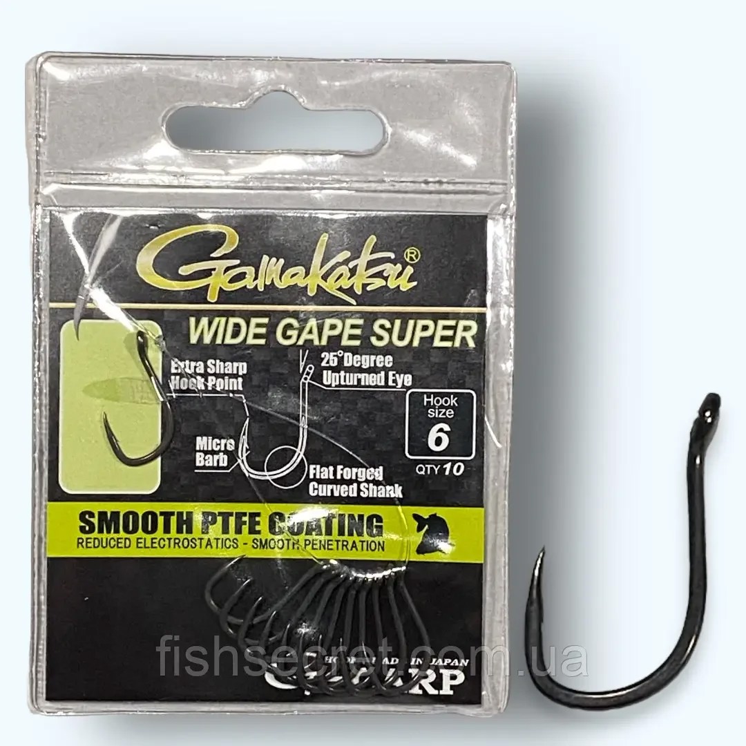 Гачки коропові Gamakatsu G-Carp Wide Gape Super 6