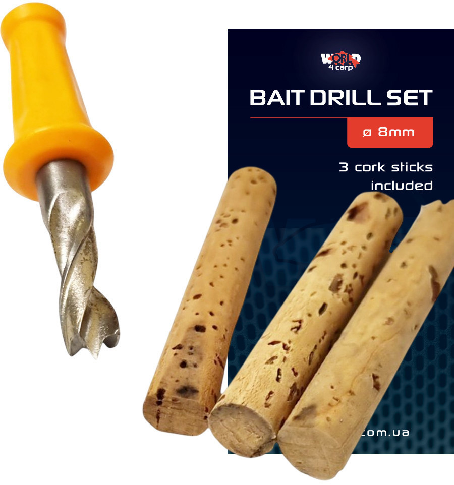 Набір пробкових паличок зі свердлом W4C BAIT DRILL SET 8 мм