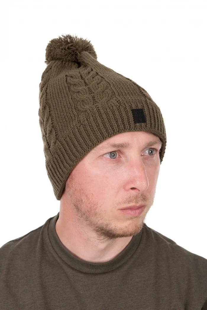 Шапка Fox Khaki Knitted Bobble