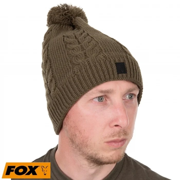 Шапка Fox Khaki Knitted Bobble