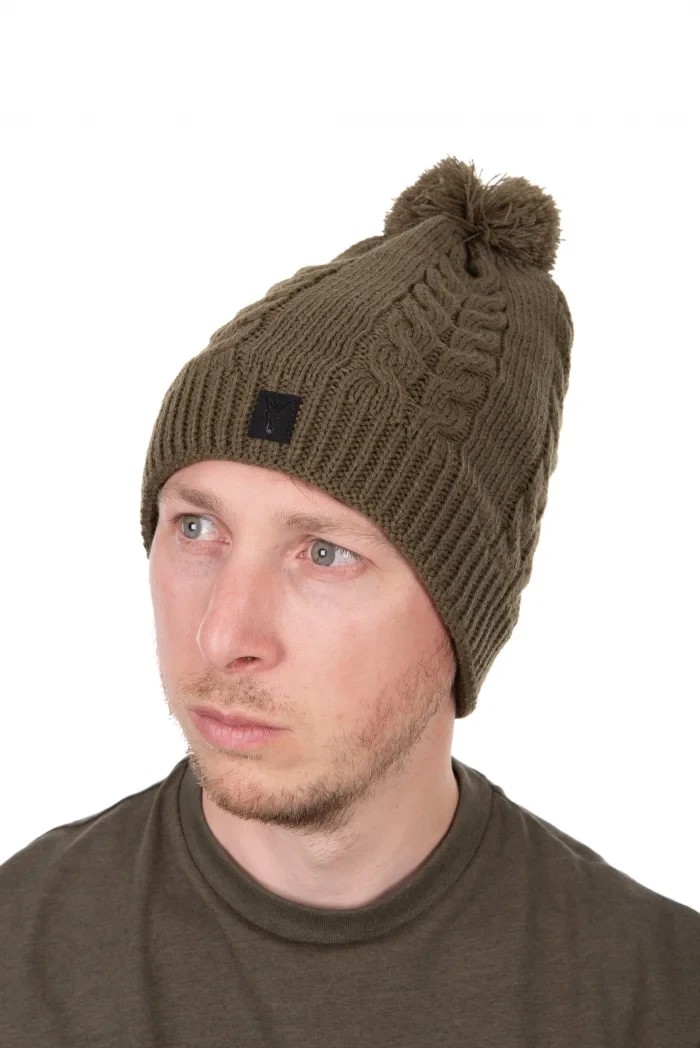 Шапка Fox Khaki Knitted Bobble