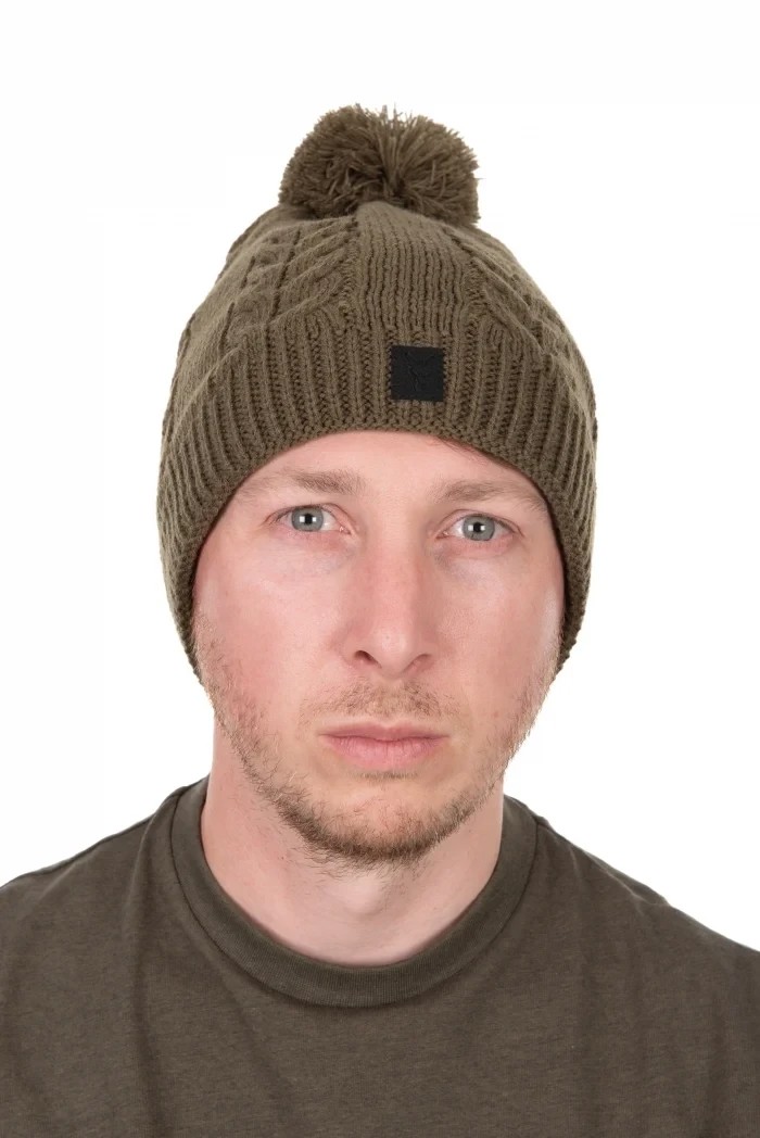 Шапка Fox Khaki Knitted Bobble