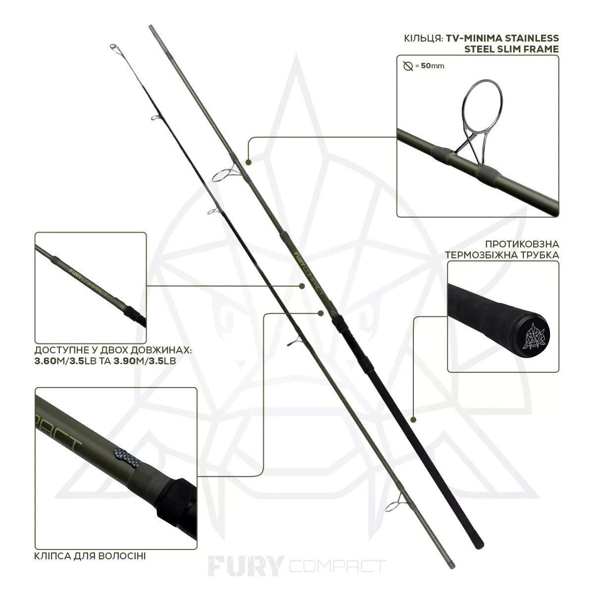 Вудилище коропове Golden Catsh G.Carp Fury Compact 3.60м 3.5lb