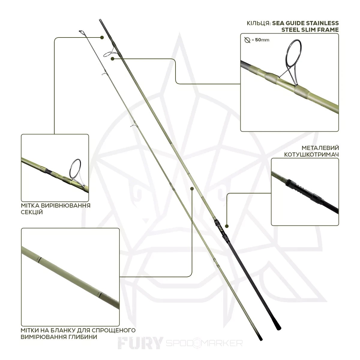 Вудилище сподове коропове Golden Catsh G.Carp Fury Spod Marker 3.90м 7lb