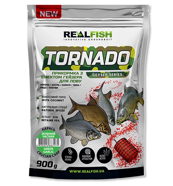 Прикормка Real Fish Tornado Карась зелений часник