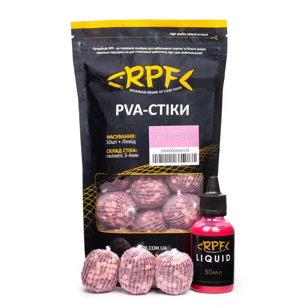 ПВА-стіки RPF Тутті Фрутті 20г (3–4мм) + 50мл ліквіду