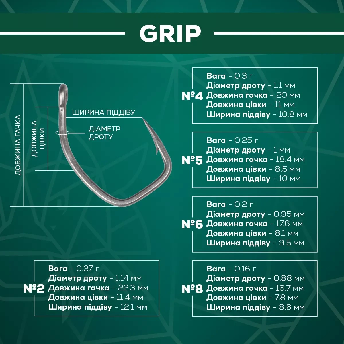 Гачок Golden Catch G.Carp Grip TF №8 10шт