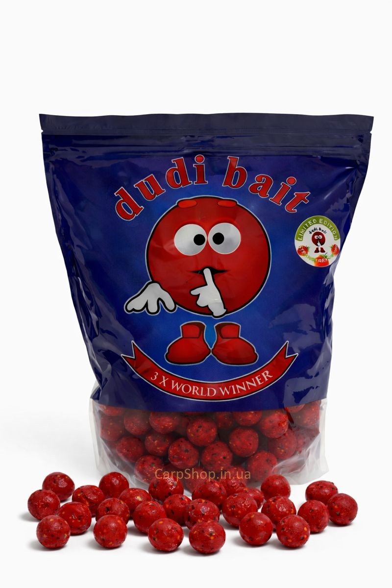 Бойли прикормочні Dudi Bait Soluble Strawberry 24 мм 1 kg Limited edition