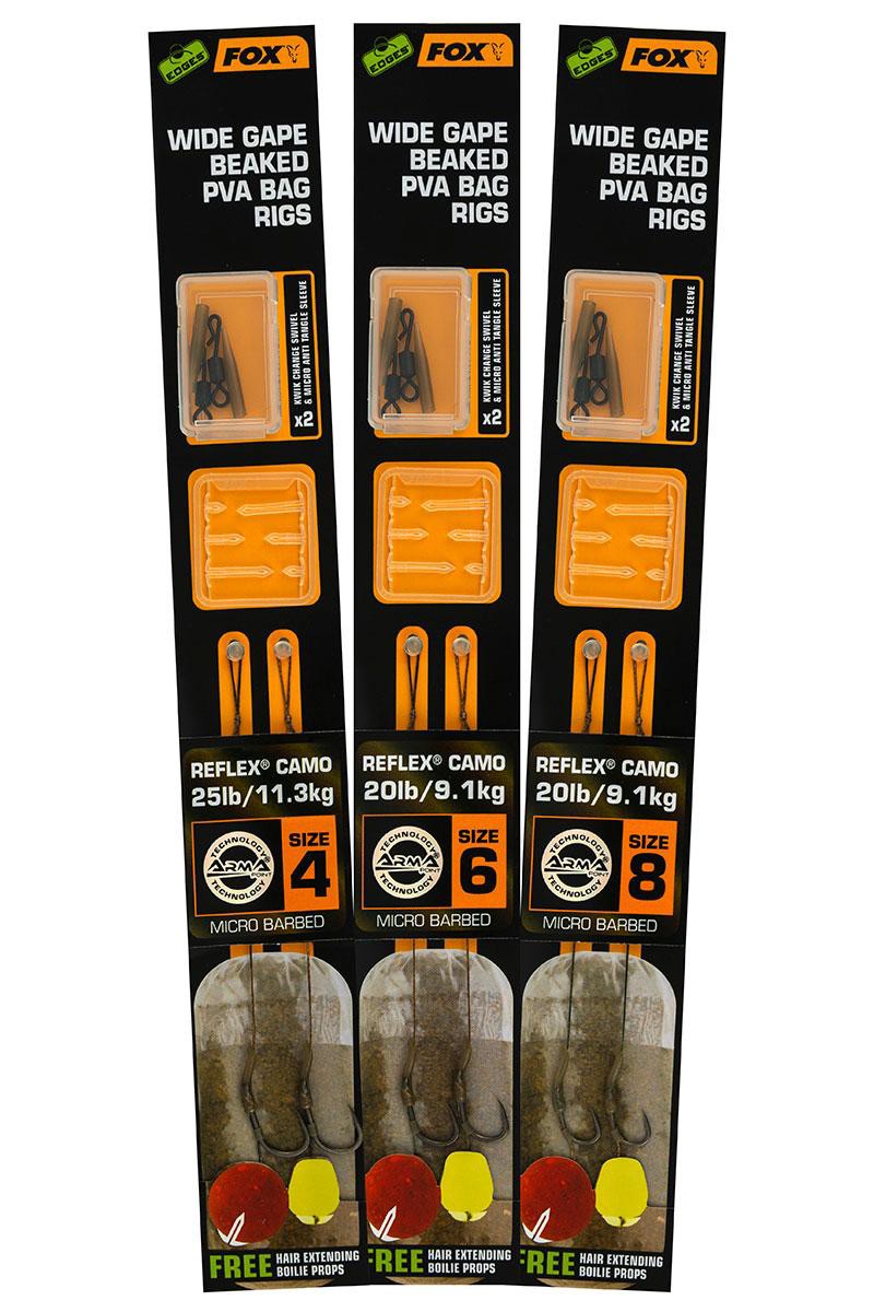 Готовий повідець Fox Edges Wide Gape Beaked PVA Bag Rigs Camo 20lb Size 8