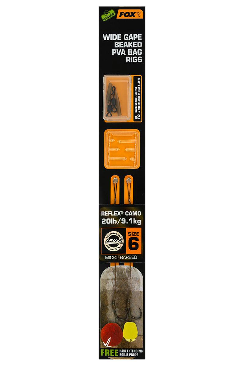 Готовий повідець Fox Edges Wide Gape Beaked PVA Bag Rigs Camo 20lb Size 8