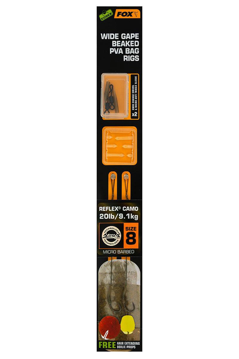 Готовий повідець Fox Edges Wide Gape Beaked PVA Bag Rigs Camo 20lb Size 8